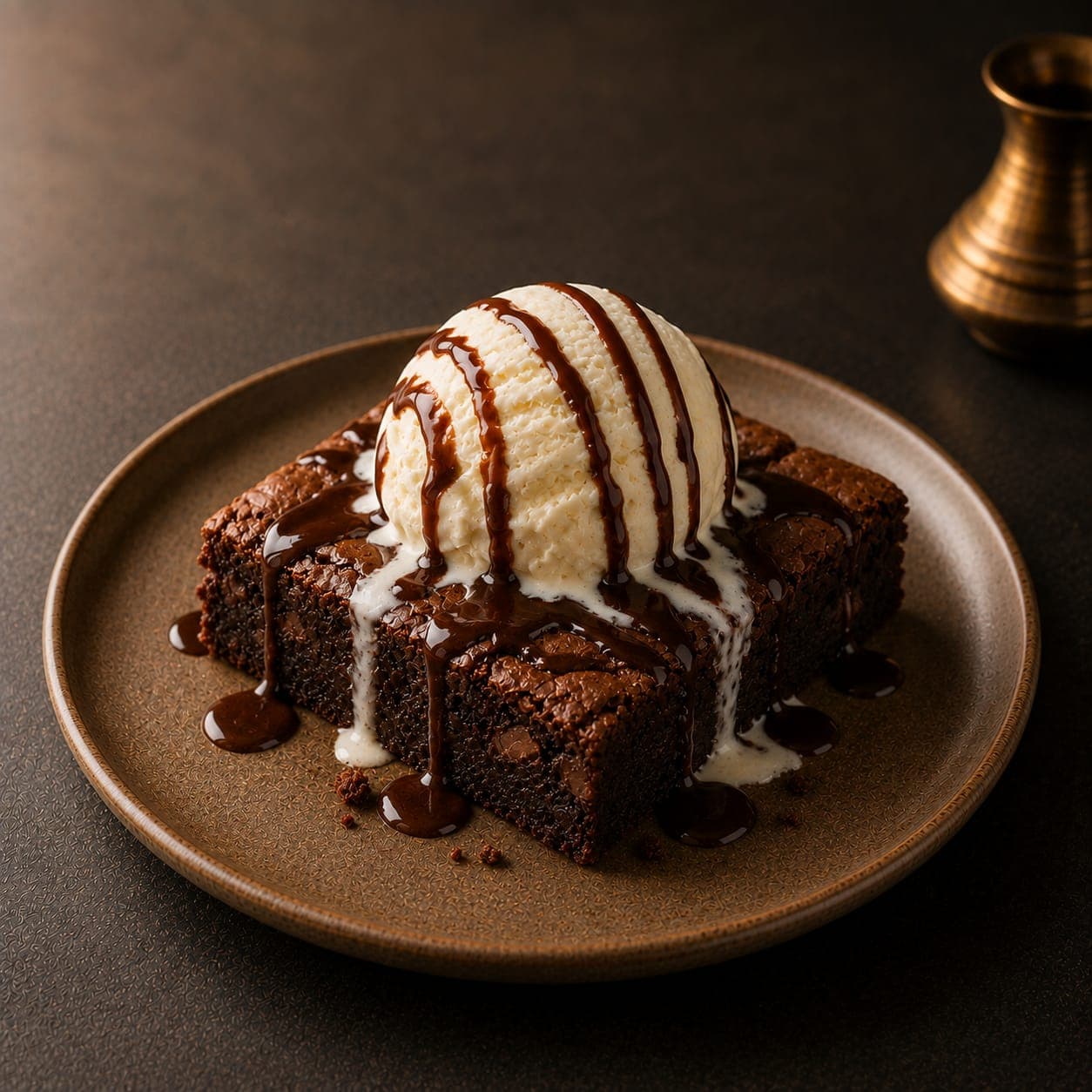 Warm Brownie with Ice Cream