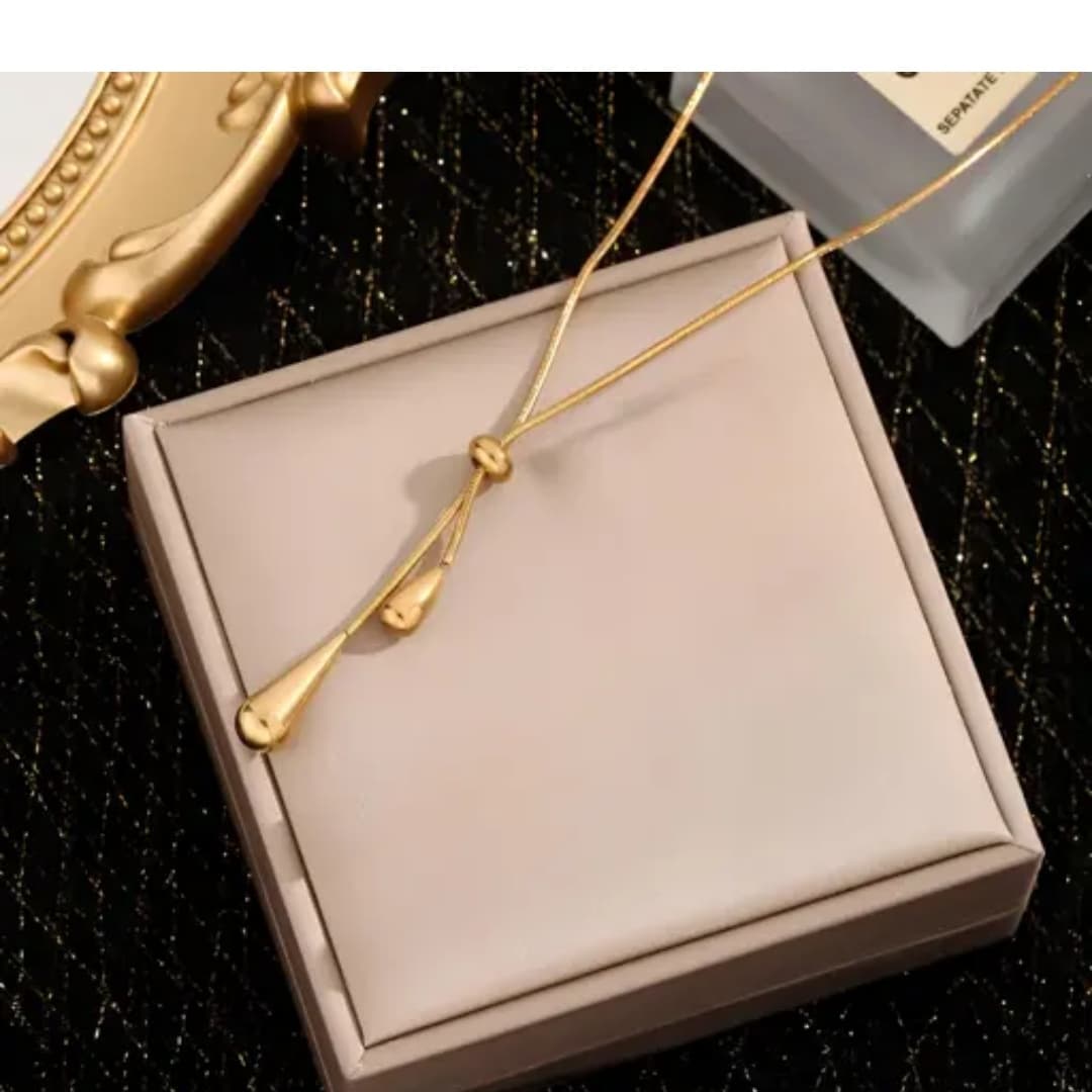 Gold Drop Lariat Necklace