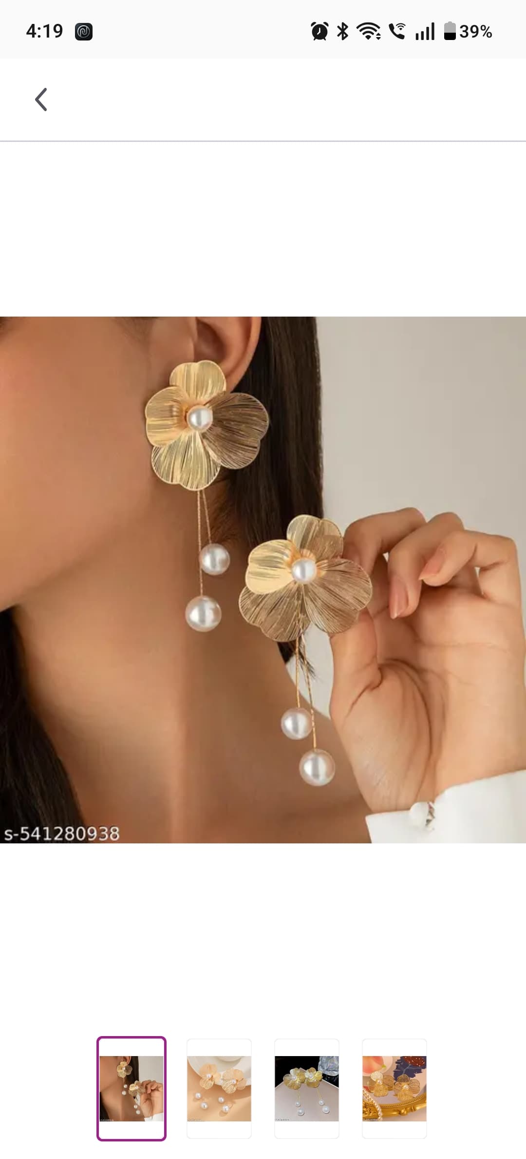 Gold Floral Pearl Drop Earrings