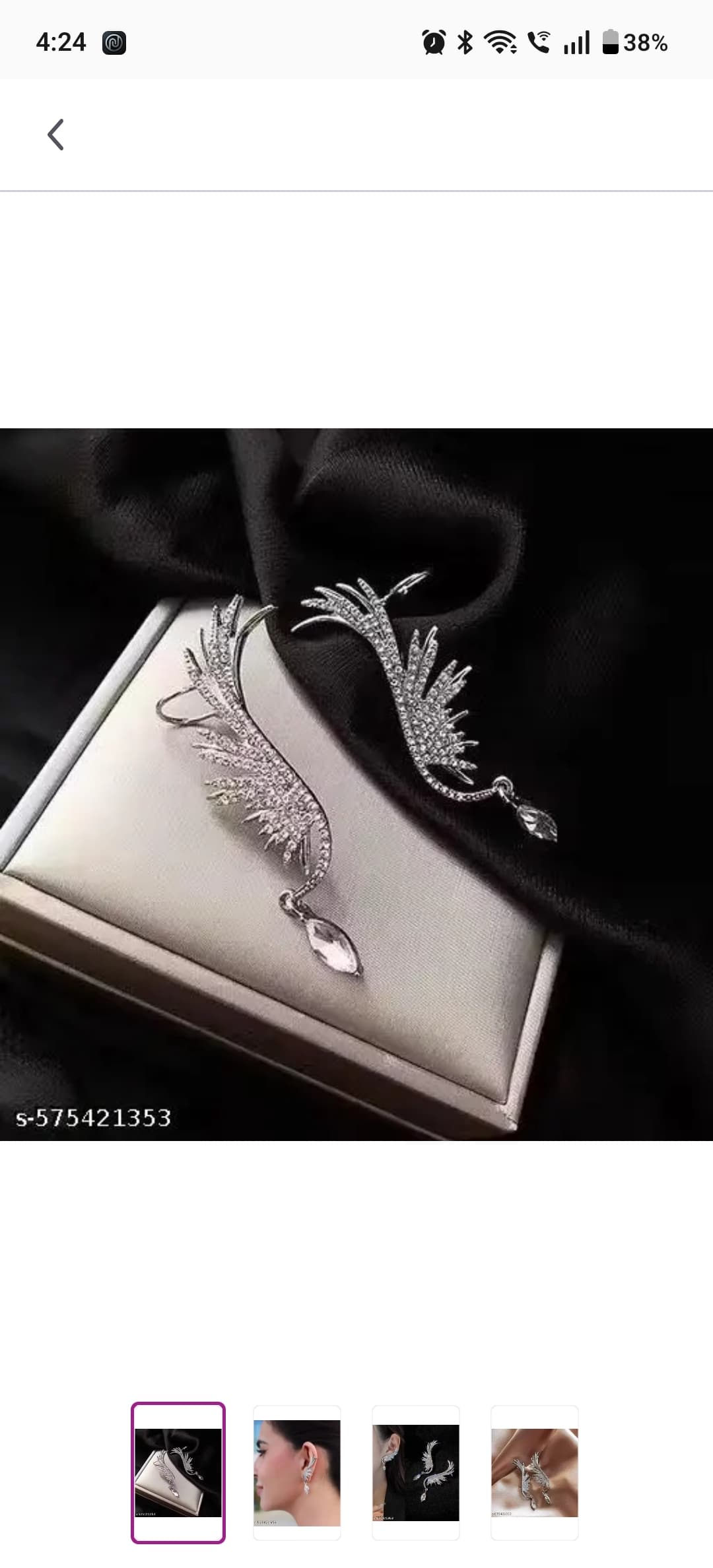 Crystal Feather Ear Cuff